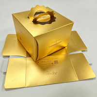 Boîte rigide portable haut de gamme avec poignée, imprimée sur mesure avec logo, recyclable, pour l'emballage cadeau de pâtisseries et de friandises.