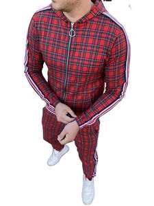 Nuova Offerta <span class=keywords><strong>Tuta</strong></span> da <span class=keywords><strong>Uomo</strong></span> Slim A Quadri con Lettere, Giacca con Cappuccio e <span class=keywords><strong>Pantaloni</strong></span> Lunghi Sportivi per Palestra e Tempo Libero - Product Image 6