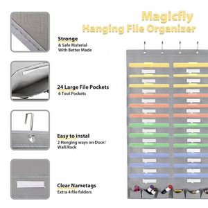 Foldable Oxford Fabric Hanging File & Folder Holder -Best Organizer Includes: 24 Large Deep Pockets - Product Image 6