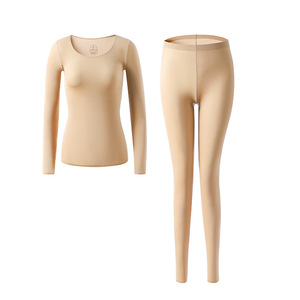 Ropa interior cálida para <span class=keywords><strong>mujer</strong></span>, conjunto de ropa de otoño e invierno, camisa inferior ultrafina y mallas, ropa de belleza térmica para la piel - Product Image 2