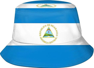 맞춤형 디자인 로고 블루 화이트 폴리에스터 모자 여행 해변 낚시를위한 니카라과 버킷 모자 - Product Image 5