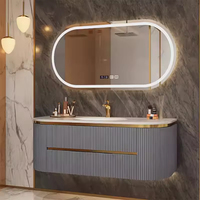 Ensemble de Meuble-Lavabo MDF Évier Simple Plan de Travail en Marbre Armoires de Salle de Bain Meuble-Lavabo Avec Miroir pour Hôtel et Villa
