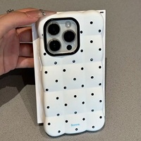 Coque de téléphone à motif nuage à pois de dessin animé pleine écran pour 18 Pro Max 17/15, style coréen pour filles, grande fenêtre, TPU 360
