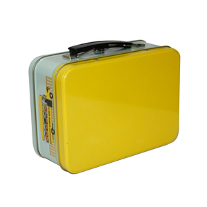 Aangepaste Metalen Lunch Blikken Doos Draagbare Cookie Tin Box Met Handvat En Lock Pad