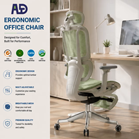 Chaise de bureau ergonomique de luxe avec accoudoirs 3D et coussin en PU, chaise d'ordinateur respirante en maille pour espace de travail, avec vérin à gaz chromé classe 4