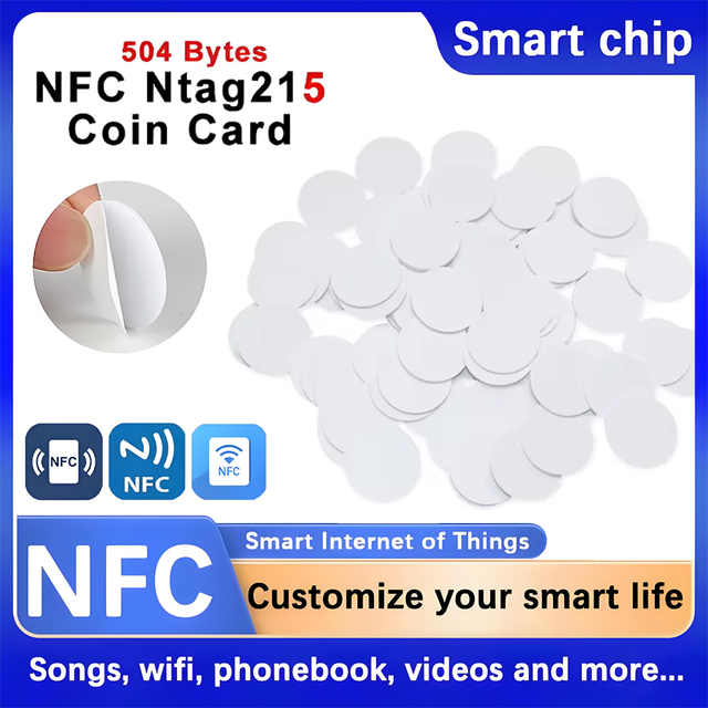 Custom Printable NFC 215 Cards Blank NFC Key Tags White ISO CR80 Cards Work with All NFC-Enabled Devices NFC Card NTAG215 NFC