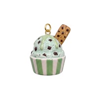 Pendentif miniature en forme de dessert, crème glacée et milk-shake, brillant, style goutte d'huile, accessoire mignon pour fille