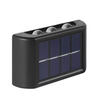 Lampe murale solaire 4 LED 6 LED à éclairage haut et bas pour décoration extérieure, jardin, cour, maison, étanche et lumineuse