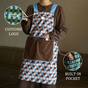 Delantal de poliéster sin mangas, lavable, con toalla de mano desmontable, repelente al agua, antimanchas, diseño cruzado en la espalda, con logotipo personalizado - Product Image 2