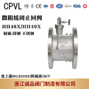 Válvula de Retención de Mariposa de Cierre Lento y Baja Resistencia HH48X/HH49X-16Q, Hierro Dúctil/Acero/Acero Inoxidable para Agua - Product Image 2