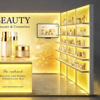 Stand d'exposition cosmétique 3 x 3 m (10 x 10 pi) pour salon professionnel de beauté, présentoir avec caisson lumineux SEG pour produits de soin de la peau