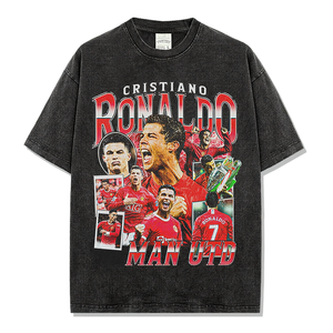 คริสเตียโน โรนัลโด้ แมนยูไนเต็ดเสื้อยืดโอเวอร์ไซส์พิมพ์ลายแขนสั้นผู้ชาย O คอเสื้อยืดลำลองผ้าฝ้าย - Product Image 1