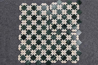 Mosaïques en pierre de marbre vert et de marbre beige de forme diamant et carrée avec stocks disponibles