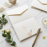 Invitation de mariage pliée en trois parties Phnom Penh, avec dorure à chaud, enveloppe portefeuille créative avec impression UV sur papier spécial