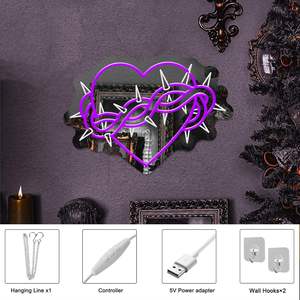 <span class=keywords><strong>Thorn</strong></span> Heart Mirror Neon Sign Décoration de miroir gothique avec éclairage réglable Lumières de miroir de maquillage pour la maison et la salle de bain - Product Image 5