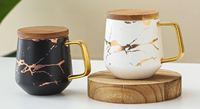 Ensemble de tasses à thé en céramique écologique, style japonais moderne, luxe, blanc, noir, vert, marbre, mug de mariage