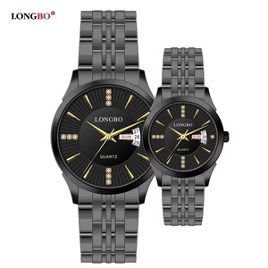 <span class=keywords><strong>LONGBO</strong></span> 80552 moda 3BAR profundidad impermeable correa de acero inoxidable calendario cuarzo lujo clásico amante diamante pareja Relojes - Product Image 3