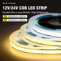 Bande LED COB DC 12V 24V 624LEDs 616LEDs 12mm Double Bande LED Flexible 3000K 4000K 6000K
