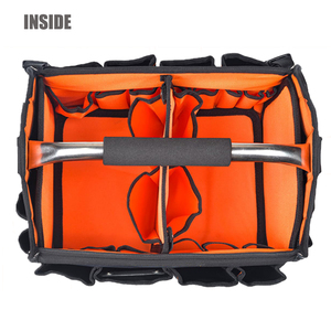 Open Top Waterproof OEM/ODM <b>Tool</b> <b>Bag</b> Foldable 29-Pocket <b>Tote</b> Adjustable Stainless Steel Handle Padded Shoulder Strap - Product Image 4