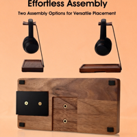 Support pour casque en noyer, support pour casque en bois pour bureau, support universel pour casque en bois avec base de rangement pour jeux, AirPods Max