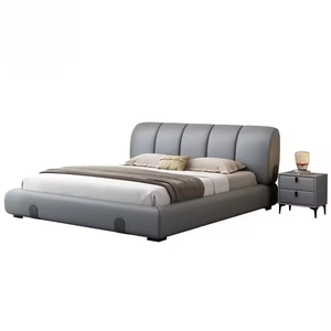 New Style Bedroom Furniture <strong>Beautiful</strong> Wooden Frame king Size <strong>Bed</strong> Up-holstered Leather Queen <strong>Bed</strong> Frame for Hotel - Product Image 4