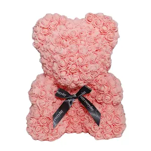 HOT Selling Preserved Rose Flower 25 Cm 40 Cm PE Teddy Rose Bear Foam Rose Bear For Christmas Valentines Day Gifts