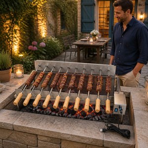 Parrilla de <span class=keywords><strong>Ladrillo</strong></span> para Fogata al Aire Libre, Mangal Turco, <span class=keywords><strong>Asador</strong></span> de Kebab Eléctrico Portátil, Carga Tipo C, <span class=keywords><strong>Asador</strong></span> de Carne Automático para Barbacoa - Product Image 2