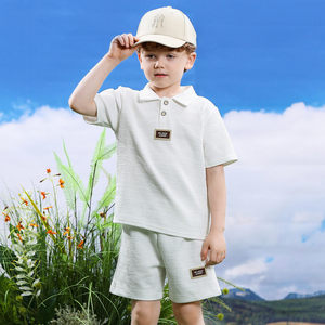 Nuovo Completo Estivo per Bambini in Tessuto Oxford Stampato - Top a Maniche Corte Bianco e Pantaloncini, Set Casual 2 Pezzi - Product Image 4