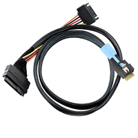 Cable de Cobre Estañado SFF-8654 4i SFF-8639 SlimSAS de 38 Pines U.2 NVMe PCIe 4.0 SSD SATA Power 15P Anti-Keying para Almacenamiento de Servidor de Computadora