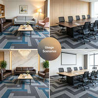 Dalles de moquette en nylon QIANQIAO Designer Series 25x100cm, motif géométrique, dalles de sol modulaires pour la décoration intérieure moderne