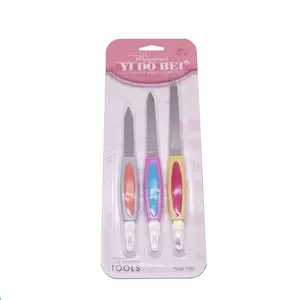 Chuyên nghiệp thép không gỉ Nail File 3 cái thẻ vỉ Nail File Set với lớp biểu bì Pusher Nail công cụ tùy chỉnh đóng gói