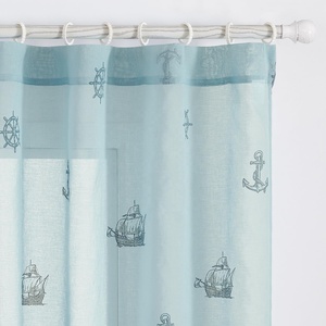 84-inch ven biển Thiết kế mô hình biển Sheer rèm cửa sổ valances in 100% Polyester Voile thân thiện với môi Rèm Cửa Thanh - Product Image 2