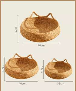 Всесезонный Экологичный Круглый Коврик для Кошек из Плетеного Ротанга, Удобная Лежанка и Гнездо для Животных, Однотонная Подстилка, Аксессуары для Защиты от Царапин - Product Image 6