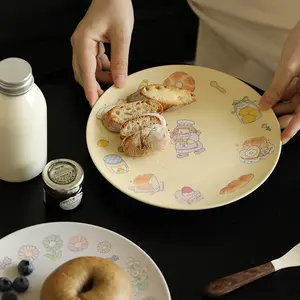 사용자 정의 디자인 대나무 섬유 샐러드 음식 아침 분해 및 무공해 식기 현대 미니멀리스트 접시 접시