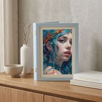 Set Bingkai Foto Kayu MDF 8.5*12" Tutup Biru Pelindung Minimalis Kit Bingkai Gambar Dengan Penyangga untuk Dekorasi Meja Rumah