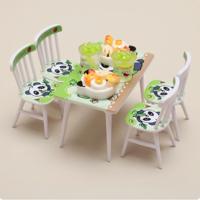 Ensemble de table et chaises miniatures mignonnes en forme de panda, scène de maison de poupée de dessin animé, mini-meubles, jouet de jeu d'imitation, décoration de chambre, cadeau pour enfants