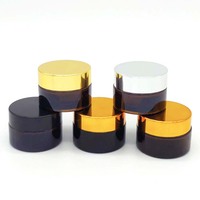 Vente en gros de pot cosmétique de crème pour le corps couleur 50g vide de luxe conteneurs en verre dépoli personnalisés petit pot en verre crème