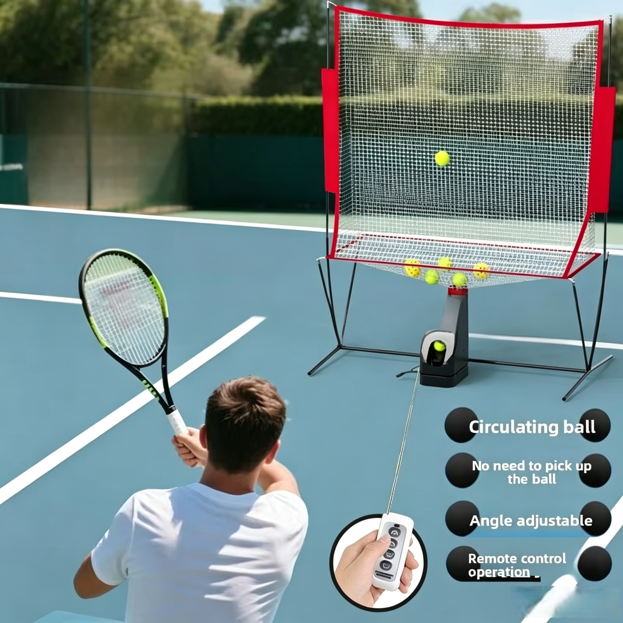 Professional Single-Player Practice Machine Catch Net Portable Coach Assistant Throwing Machine for Tennis Pickleball Equipment