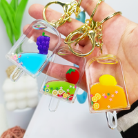 Porte-clés Charme Créatif en Acrylique Thème Été : Dessin Animé Mignon, Tendance Mode, Glace en Forme de Sucette, Mini Fruits Flottants – Idéal Cadeau