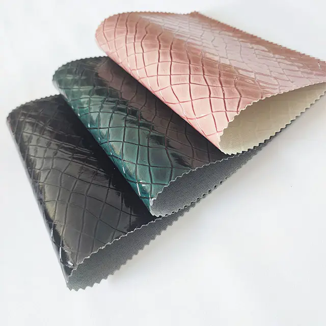 Highlight Faux PU Leather With Crocodile Texture Embossed Bright Colors PVC Patent Leather For Shoes