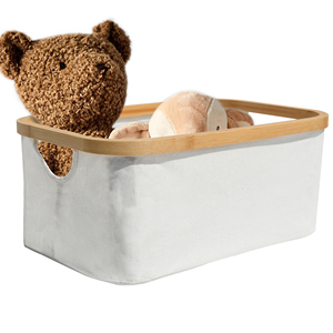 Bamboo Wood Laundry <b>Basket</b> <b>Storage</b> <b>Shelf</b> <b>With</b> Wheels and Handles for Any Bathroom - Product Image 1