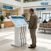 Terminal interactif numérique HRAY avec support de cadre personnalisé OEM, adapté aux bibliothèques, centres commerciaux et comptoirs de métro