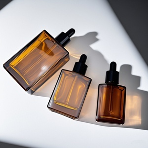 ขวดแก้วหยดทรงสี่เหลี่ยมแบนหรูหรา ขนาด 30 มล. 50 มล. 100 มล. พร้อมปลอกคอสีดำ สำหรับเซรั่มและน้ำมันหอมระเหย - Product Image 4