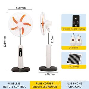 Ventilateur solaire sur pied 3 en 1, 18 pouces, très vendu, longue autonomie, avec lumière LED, alimenté par énergie solaire, pour usage domestique et extérieur - Product Image 2
