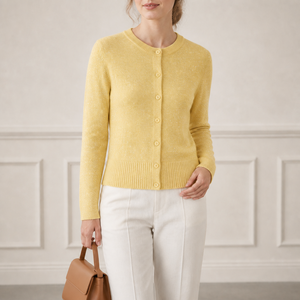Cardigan en laine mélangée à sequins pour <span class=keywords><strong>femme</strong></span>, col rond, style navetteur, boutons coquille, scintillant, doux, pailleté, fabrication sur mesure OEM - Product Image 2