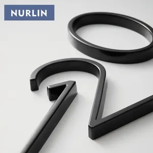 Nurlin 5 인치 125mm 럭셔리 주소 큰 숫자 현대 디자인 골드 블랙 실버 하우스 플로팅 간판 야외 숫자 사서함 표시