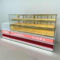 Vitrine de présentation pour pâtisseries en plexiglas, neutre, de comptoir, pour pâtisserie, boulangerie, gâteaux, avec éclairage LED, dos en verre, étagère à marches cubique