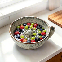 Reactieve Glaze Keramische Berry Swirl Bowl Auto Spin Fruitwasbak met Vortex Effect Lui Berry Vergiet voor Keuken Barista