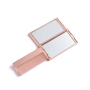 Gift Luxury Metal Travel Portable Folding Hair Brush with <b>Mirror</b> Pocket Hair Comb <b>Mirror</b> - Product Image 4