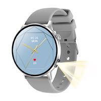 Reloj Inteligente G34 de 1.32 Pulgadas, Redondo, 466x466, SpO2, Frecuencia Cardíaca, Presión Arterial, Sueño, Estrés, IP68, V6.0, Correa H, Aleación de Zinc, Linterna UV, 200 mAh, Música